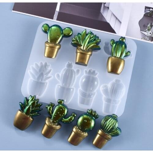 3D Cactus Keychains Crystal Epoxy Resin Mold Handmade Pendant Decorations Silicone Mould DIY Crafts Casting Tool
