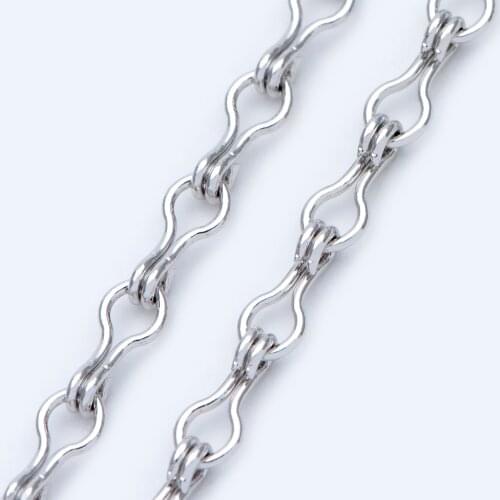 White Gold Link Chains 3.5mm, Rhodium plated Brass, Silver tone Specialty Chain Wholesale (#LK-231-2)/ 1 Meter=3.3 ft
