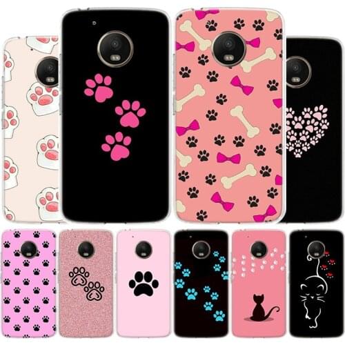Cat Dog paw design Phone Case For Motorola Moto G9 G8 G7 G6 G5 E6 E5 Plus Play Power + One Action Macro Cover Coque Shell