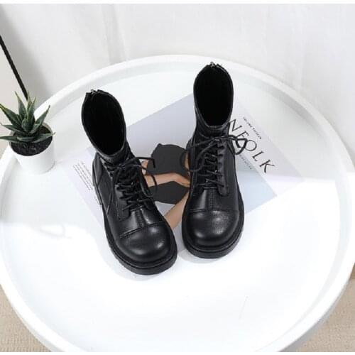 Childrens Martin Boots Leather Girls Shoes 2020 Autumn Winter Warm New British Style Kids Boots Teen Kids Black Ankle SnowBoots