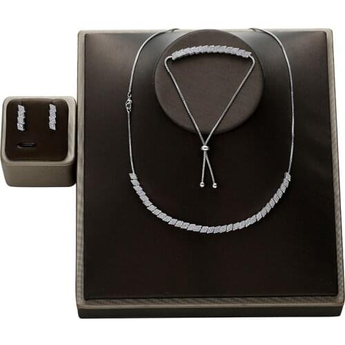 Choker Jewelry Sets HADIYANA Classical Simple Women Wedding Bride Necklace Earrings And Bracelet Set CN415 Conjunto De Joyas