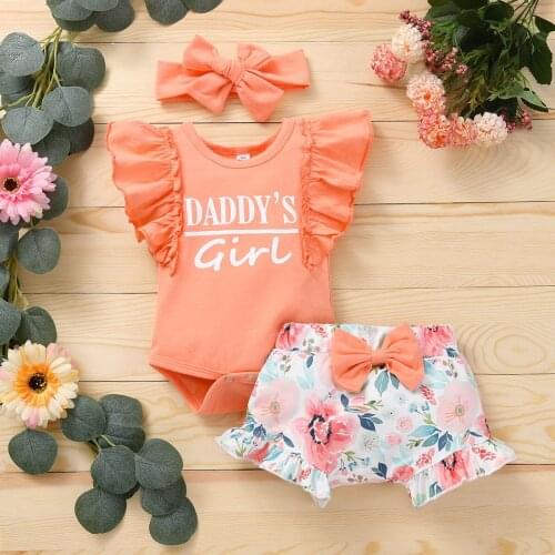 Newborn Baby Toddler Infant Girls Clothes 3Piece Set Jumpsuit +Pant+Headband Outfit For 0-18M Summer Romper Sleeveless Clothing