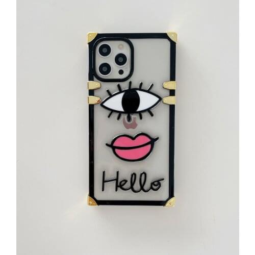 Square Electropated Funny Face Case for iPhone 12 Pro Max Back Phone Cover for 12 11 Pro Max X XS XR 8 7 Plus SE 2020