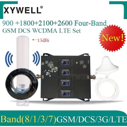 Hot!! 900/1800/2100/2600mhz Four-Band 4g Cellular Amplifier 4G Mobile Signal Booster gsm repeater 2g 3g 4g DCS WCDMA LTE GSM