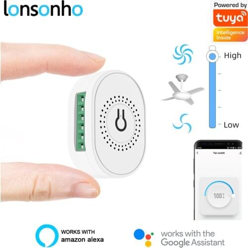 Lonsonho Tuya Smart Life WiFi Smart Fan Switch Mini Module Relay Ceiling Fan Speed Control Works Alexa Google Home