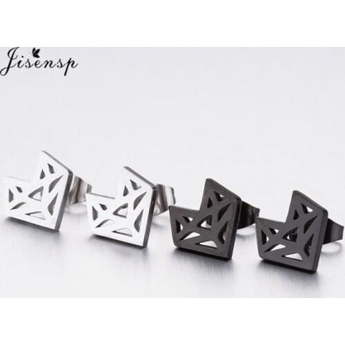 Jisensp Fashion Animal Fox Stud Earrings for Women Kids Piercing Jewelry Stainless Steel Geometric Earrings aretes de mujer