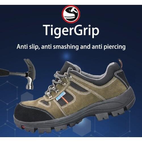 Tigergrip Mens Steel Toe Work Safety Shoes For Men Lightweight Breathable Anti-smashing Non-slip Reflective Protective Shoes