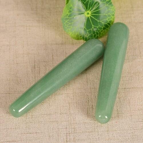 Natural Stone Yoni Wand Crystal Green Aventurine Pleasure Stick Massage GuaSha Tool Acupoint Pen Health Care Jade Massage 110mm