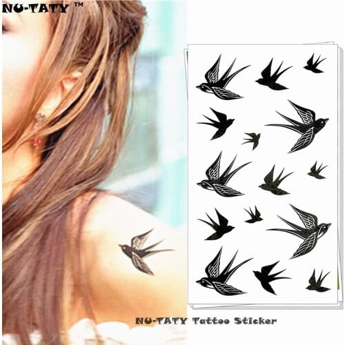 Nu-TATY Black Swallow Temporary Tattoo Body Art Flash Tattoo Stickers 17*10cm Waterproof Fake Tatoo Car Styling Wall Sticker
