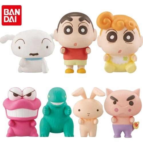 Bandai Genuine Gacha Toys Crayon Shin-chan Anime Figures Shiro Nohara Himawari Queuing series Action Figure Model ornaments