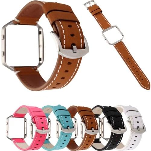 5 Colors XNP Genuine Leather Watch Band Bracelet with Metal Frame Cover for Fitbit Blaze Strap 23mm
