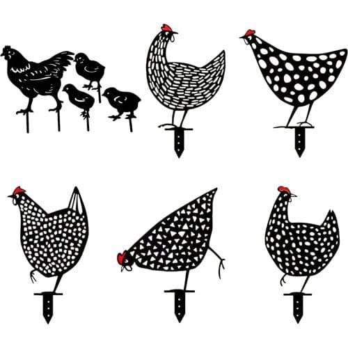 Gardening Ornaments Chicken Acrylic Hollow Yard Art Outdoor Garden Backyard Lawn Stakes Decoration Gift