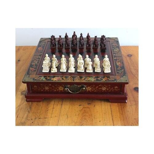 CHESS GIFTS WOODEN ROSES TERRACOTTA PIECES ANTIQUE THREE-DIMENSIONAL CHESSBOARD
