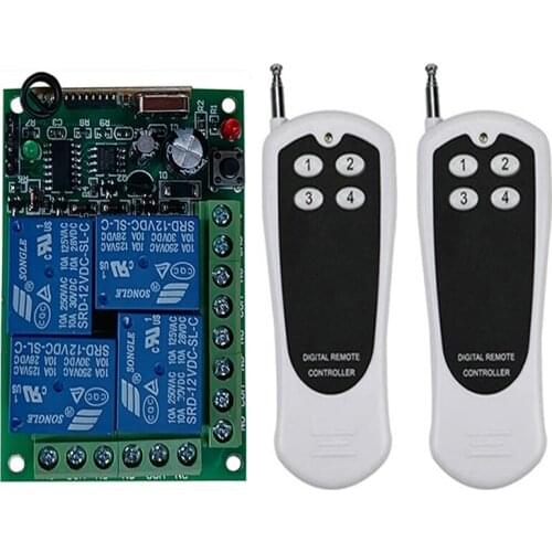 500m 433MHz Universal Wireless Remote Control DC 12V 24V 4CH Relay Receiver Module RF Switch Remote Control Gate Garage opener
