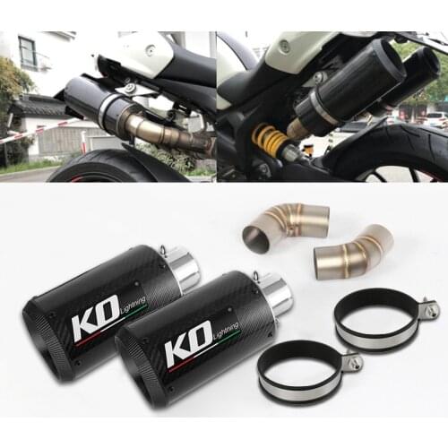 For Ducati Monster 696 1100 Exhaust Pipe Motorcycle Left Right Mid Tube Slip On 51MM Muffler Escape with DB Killer Carbon 220MM