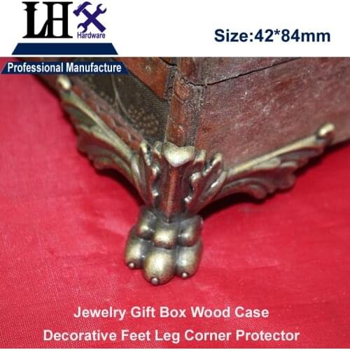 YP95 Jewelry Box Leg Base Corner with Tiger Claw Bronze for Gift Wood Case Furniture Decoration Hardware DIY