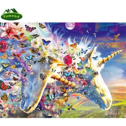 Yumeart 5D Paint With Diamond Painting"Unicorn Rainbow"mosaic Diamond Embroidery Rainbow Landscape Butterfly 5d DIY Cross Stitch