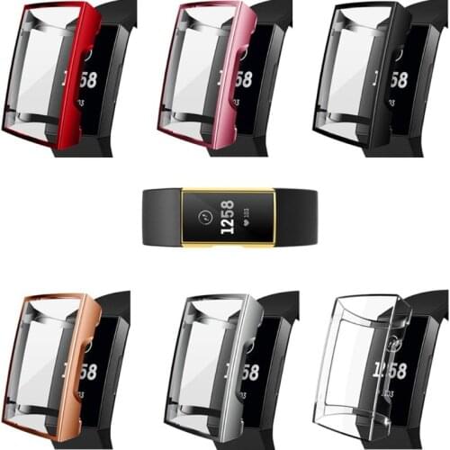 Screen Protectors Case For Fit bit Charge 4/3Watch Band Replacement TPU Frame H05A