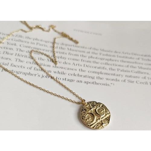 WTLTC 925 Sterling Sliver Moon Star Pendant Necklaces for Women Delicate Coin Disc Chokers Bohemian Initials Necklace Jewelry