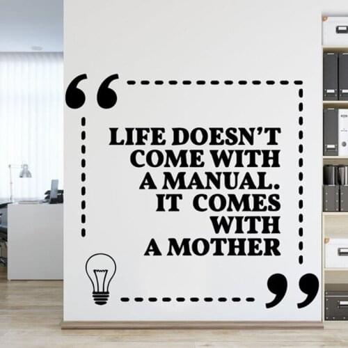 Life Doesn't Come With a Manual But a Mother Wall Sticker Philosophy of Life Removable Murals Living Room Decor YT2697