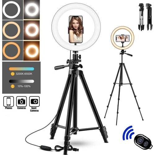 10 Inch Photo Ringlight Led Selfie Ring Light Phone Bluetooth Remote Lamp Photography Lighting Tripod Holder Youtube Video