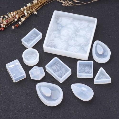 10pcs/set Mixed Shape Silicone Molds Clear Resin Casting Molds DIY Tool Set For UV Resin Epoxy Resin Jewelry Making pandahall