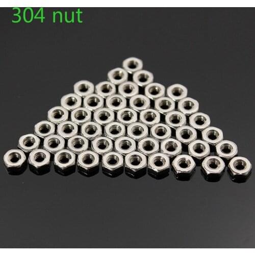 100pcs M2 hexagon screw nut 304 stainless steel hexagon nut DIY fastener