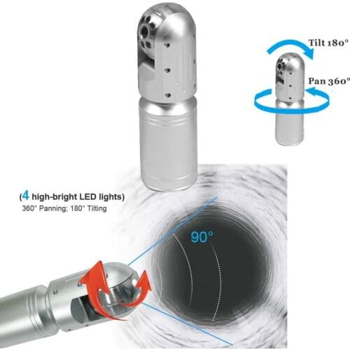 10x zoom 360 degree view Sewer Pipe Inspection Camera with Pan Tilt Ratation Camera head 512hz tranmiter