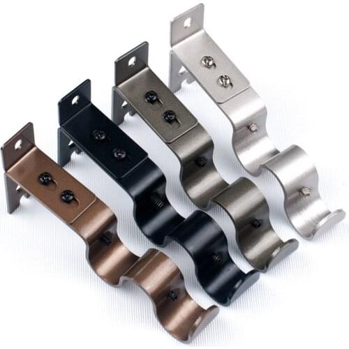 3 Pack Curtain Rod Bracket,Double Curtain Rod Hanging Brackets Adjustable Wall Mount Curtain Rod Holders for Room Curtain rods