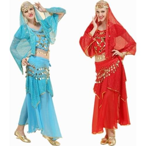 4pcs/Set Belly Dancing Costume Sets Egyption Egypt Belly Dance Costume Bollywood Costume Indian Dress Bellydance Dress