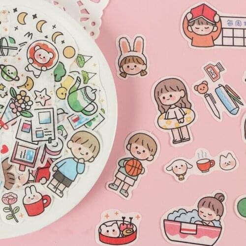 40PCS 2020 Sharkbang Cute Little Girls Kawaii Journal Decorative Stickers Stationery Scrapbooking DIY Diary Album