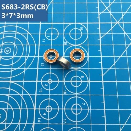 Free Shipping 2pcs high quality S683 2RS CB (3*7*3mm) hybrid ceramic stainless steel ball bearings for fishing vessel S683-2RS