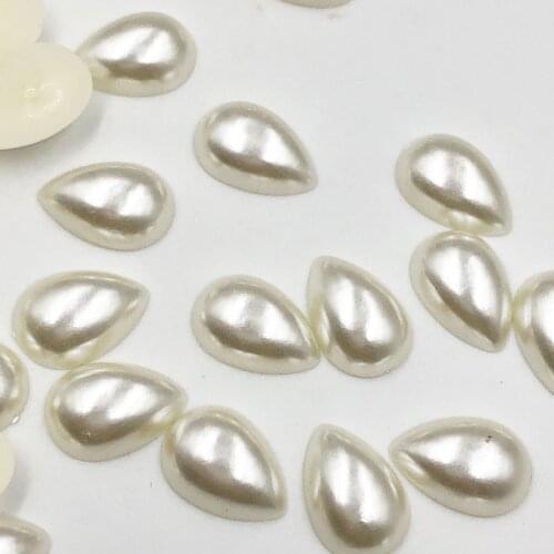 100pcs/pack 14*10mm Beige/White Beads ABS Ivory Half Water Droplets Imitation Pearls Suitable For Manual DIY Production
