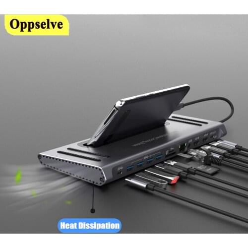 Type-C HUB Docking Station 12 in 1 HDMI-compatible VGA RJ45 PD TF/SD Multi USB 3.0 For MacBook Laptop PC HP Surface Phone Holder