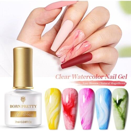 BORN PRETTY 7ml Watercolor Nail Gel Polish Transparent Blossoming Effect Soak Off UV LED Nail Art Design Varnish Function Gel