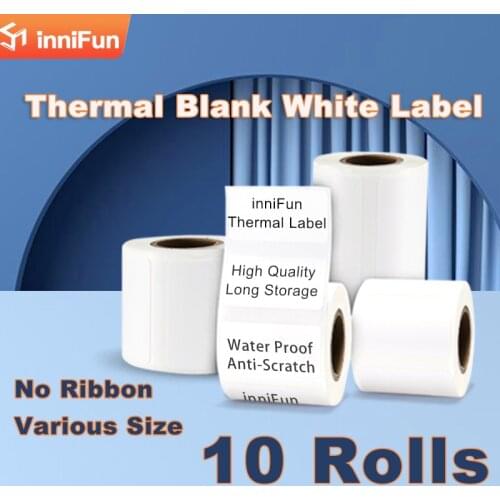 Innifun White Blank Thermal Synthetic Label Sticker With Waterproof Scratch Resistent For Making Clothing Price Tag