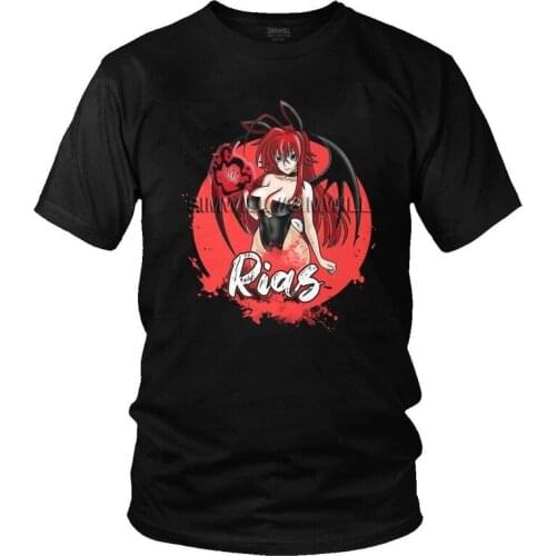 Male Rias Gremory T-Shirt Fashion Anime Manga High School DxD Tshirt Short Sleeve Unique T Shirt Homme Cotton Tee Tops Merch