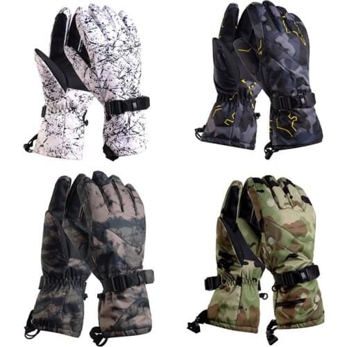 Mens Camouflage Ski Gloves Snowboarding Gloves Snowmobile Riding Winter Gloves Windproof Waterproof Warm Snow Gloves
