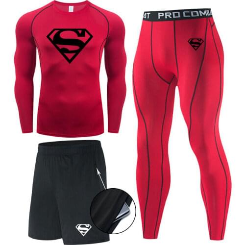 New Spartan Logo Compression Mens Sport Quick Dry Running Sets Clothes Tracksuit Joggers Training Gym Fitness Superhero Mens