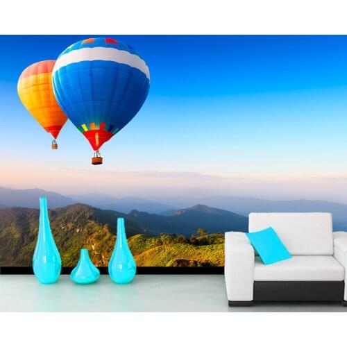 Papel de parede Hot air balloon mountain landscape 3d wallpaper,living room sofa TV wall bedroom wall papers home decor mural