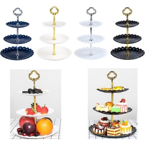 Plastic European Tray Holiday Party Three-layer Fruit Plate Dessert Candy Dish Cake Stand Self help Display Table Trays