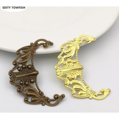 50pcs/lot Crown Charms Primary Colors/Antique Bronze Size 34*48mm Copper DIY Jewelry Accessories Findings Base Pendant setting