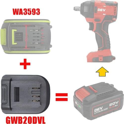 GWB20DVL Adapter Converter Can use Worx 20V 5 Pin Interface Green Li-ion Battery on Devon Electric Power Tools GWB18DVL