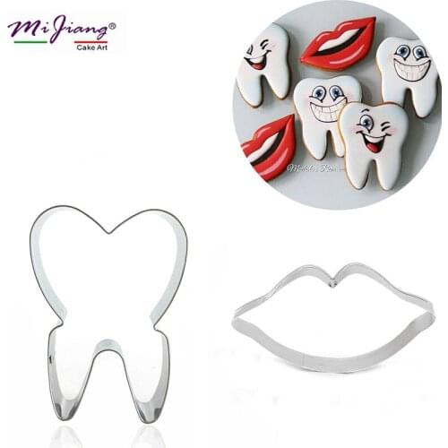 Stainless Steel Tooth Lip Biscuit Cutter Slicer DIY Cookie Mould Stamp Fondant Pastry Cake Decoration Tools for Birthday Party