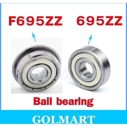 20pcs/lot 5*13*4mm 5x13x4 mm 695ZZ 695Z F695ZZ flange shielded skate bearing S695ZZ stainless steel ball bearing 5*13*15*4*1 m
