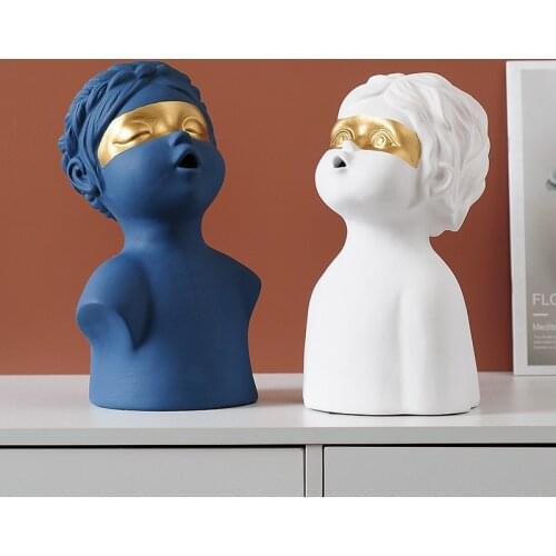 Nordic Creative Portrait Character Resin Decoration Art Home Livingroom Figurines Crafts Entrance Bookshelf Sculpture Ornaments