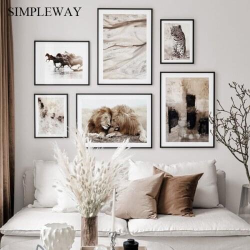 Scandinavian Canvas Poster Nordic Wall Art Print Abstract Painting Lion Leopard Animal Decorative Picture Modern Home Decoration