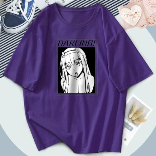 Streetwear Darling In The Franxx T-shirts Female O-Neck Zero Two Cartoon Print Tshirts Vintage Outdoor Tops Tees Women Camiaetas