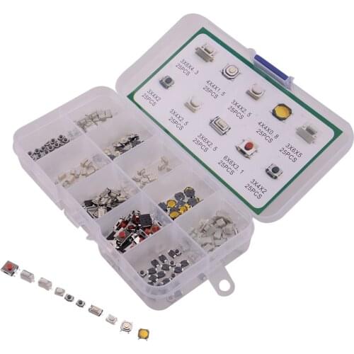 Universal -50℃~80℃ 250Pcs Car 10 Types Tact Tactile Micro Push Button Switches Microswitch Fit For Mini Remote Key Fob