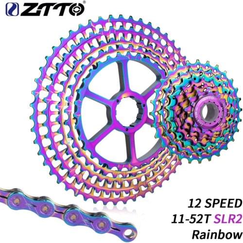 ZTTO 12 Speed 11-52T SLR Colorful Bicycle Ultralight CNC Cassette MTB 415g 12v Sprocket k7 Mountain Bike Freewheel for HG Hub